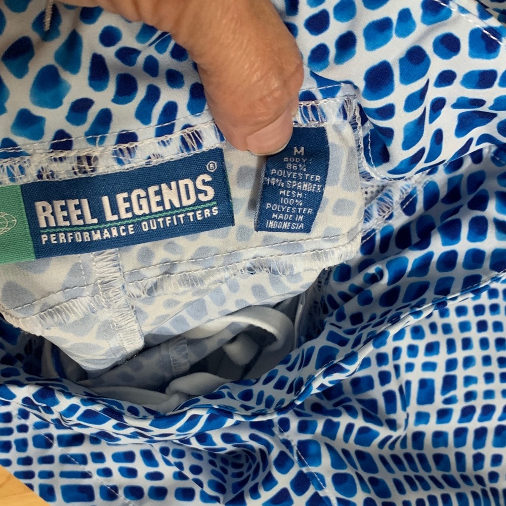 Reel Legends Blue Patterned Performance Shorts - Picture 2 of 5
